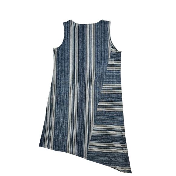 CHICOS Jersey Knit Sleeveless Dress in Blue & Ivory Stripe Size XL (3) Rayon - Picture 5 of 9